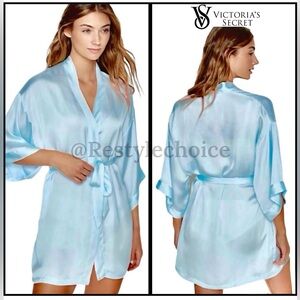 VICTORIA SECRET POLYESTER ROBE SATIN BLUE OS